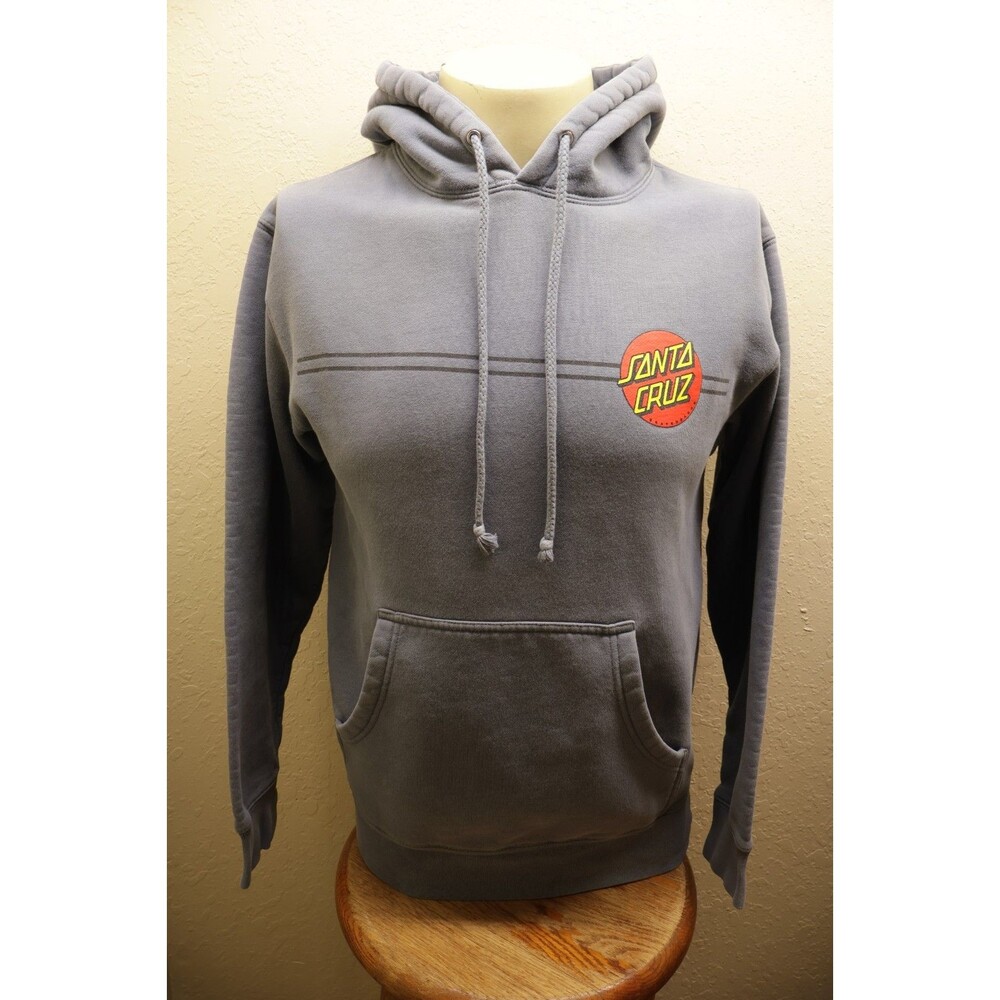 Y2K Skater Santa Cruz Skateboards Graphic Hoodie Light Blue Size Small Excellent